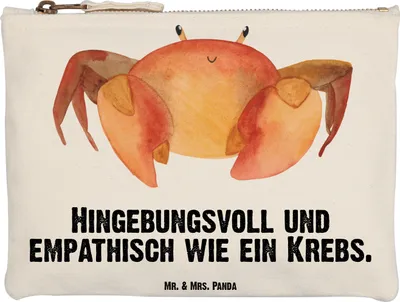 Produktbild von Mr. & Mrs. Panda Federmappe Sternzeichen Krebs Grösse XL Große - Weiß - Geschenk, Etui, Federtasche, Pouch, pencil case, Geburtstag Juni, Krabbe, Mäppchen, Meerestier