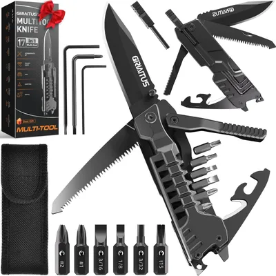 Produktbild von Multifunktionswerkzeug Campingwerkzeug Multitool - 17-in-1 - Edelstahl - Mit Tragetasche