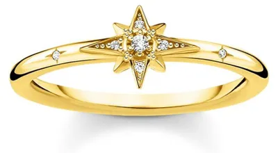 Produktbild von Thomas Sabo Damenring Stern, 925 Silber vergoldet, Zirkonia Größe 60mm