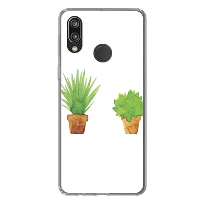 Produktbild von MuchoWow® Handyhülle Schutzhülle Hülle für Huawei P20 Lite (2020) Blumentopf - Aquarell - Pflanzen Silikon Softcase Handy Hülle - Kartenhalter