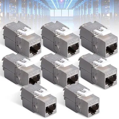 Image de 8 connecteurs pour modules Keystone, jusqu'à 10 Gbps, RJ45, en métal, blindés, pour réseau haut débit