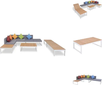 Produktbild von vidaXL 5-tlg. Garten-Lounge-Set mit Auflagen Aluminium und WPC -  Gartenmöbel-Sets