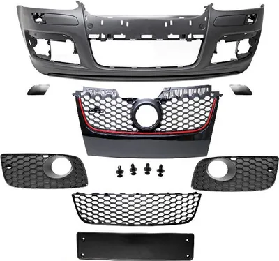 Produktbild von Front Stoßstange Vorne + Wabengrill Schwarz + Gitter geschlossen für VW Golf 5