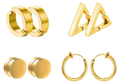 Productafbeelding van Set van 4 Magnetische Oorbelstuds zonder Piercing, RVS