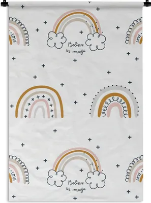 Produktbild von MuchoWow® Wandteppich Wandbehang Muster - Regenbogen - Einfach 90x135 cm Tapisserie Dekoration Wandtuch - Baumwolle - Wandskulptur