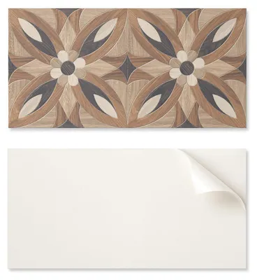 Image de Revêtement mural autocollant en vinyle,Reproduction floral et imitation bois, dimensions 100 x 50 cm