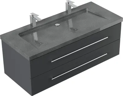 Produktbild von Badmöbel Waschplatz Granit G654 "YAMO 130" 2 Hahnlöcher grafit