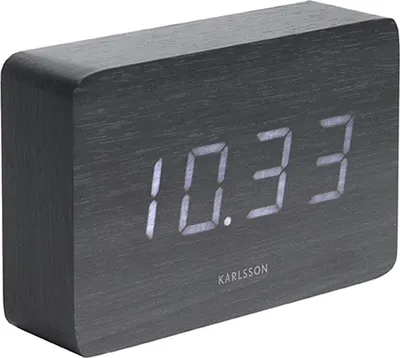 Produktbild von Karlsson - Wecker Square - Schwarzes Furnier, weiße LED - 15x4,8x10cm
