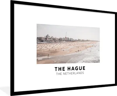 Produktbild von MuchoWow® Gerahmtes Poster Niederlande - Den Haag - Strand 90x60 cm - Poster mit Schwarzem Bilderrahmen Wandposter Rahmen Foto Bilder - Wanddekoration - Fotos