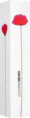 A white box with two red poppies, one large and one small, on a white background. Text is visible on the box.