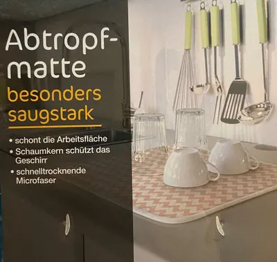 Produktbild von XL Abtropfmatte Geschirrabtropfmatte Barmatte Gläsermatte 40x45 Microfaser, Farbe:Rosa