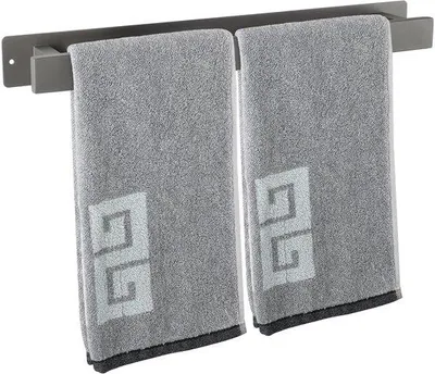 Produktbild von Unyqoos® Handtuchhalter aus Edelstahl 304 – selbstklebend oder verschraubbar, wasser- & rostbeständig, platzsparend, 42,2 x 6,6 x 5,1 cm, Grau, 6 kg Tragkraft