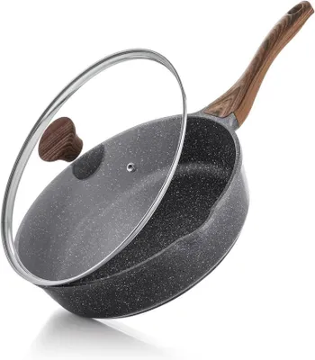 Produktbild von Antihaft Pfanne 28cm mit Deckel und Granitbeschichtung, Induktion Geeignet