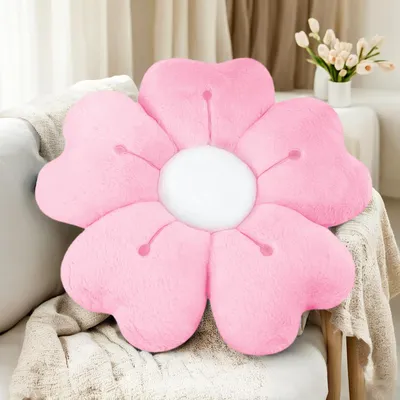 Produktbild von Bodenkissen, Sitzkissen, 50 cm, niedliches Blumenkissen, weiches Kissen mit Blütenblättern, Dekokissen in Blumenform, Blumenkissen (rosa)