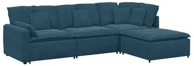 Immagine prodotto di vidaXL Divano modulare con poggiapiedi cuscino in velluto blu