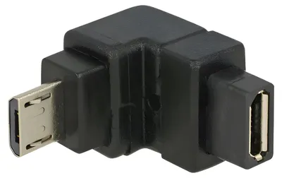 Produktbild von USB 2.0 Adapter, Micro-USB Stecker > Micro-USB Buchse 90° (schwarz, nach unten abgewinkelt)
