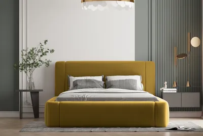 Produktbild von Polsterbett OLAF 180 x 200  mit Matratze, Bettkasten und Lattenrost. Farbe: Gold