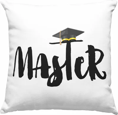 Produktbild von Trendation - Master Abschluss Geschenk Deko-Kissen mit Füllung 40x40 Bestanden Studium Prüfung Graduation - Master hut (Grau)