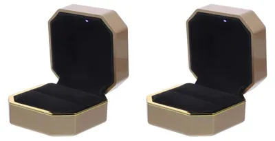 Produktbild von Omgoods – 2 achteckige Ringboxen für Hochzeit und Verlobung – Goldfarben