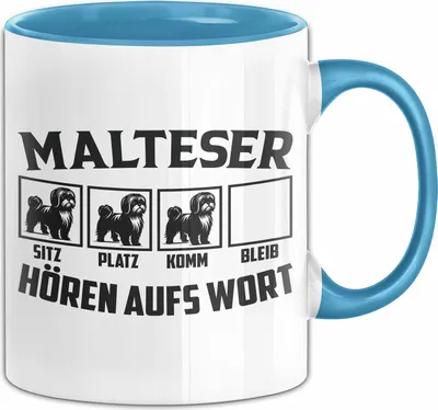 Produktbild von Malteser Hören Aufs Wort Tasse Geschenk Malteser Besitzer Mama Becher (Blau)