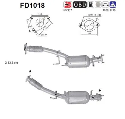 Produktbild von AS FD1018 Dieselpartikelfilter Rußpartikelfilter DPF für NISSAN Qashqai / Qashqai +2 I (J10, NJ10) Abgasanlage Diesel