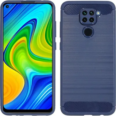 Produktbild von Silikon Hülle Bumper Carbon für XIAOMI REDMI NOTE 9 Case TPU Soft Handyhülle Cover Schutzhülle Blau