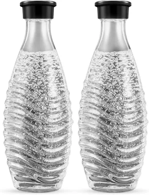 Produktbild von SodaStream DuoPack Glaskaraffen 2 x 0,6 L – Hochwertige Glasflaschen mit Schraubverschluss, Spülmaschinengeeignet, Passend für Crystal