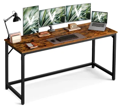 Produktbild von Tisch, Computertisch, Bürotisch, 160 x 60 x 76 cm, für Arbeitszimmer, Schlafzimmer, Wohnzimmer, vintagebraun-tintenschwarz