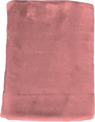 A folded pink blanket is shown against a white background.