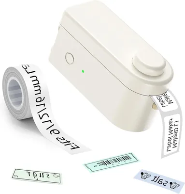 Image de Imprimante d'étiquettes portable - Impression d'étiquettes - Résolution 300 DPI - Ruban de 9 à 16 mm - Couleur : blanc
