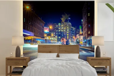 Produktbild von MuchoWow® Fototapete für Wohnzimmer oder Schlafzimmer Wandtapete Vinyl Motivtapete New-York - Brooklyn - Lichter - 300x300 cm - Wanddekoration