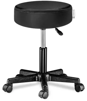 Immagine prodotto di Sgabello a rotelle da ufficio - Regolabile in altezza - Nero - Ø 35 cm - 46-60 cm