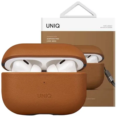 Produktbild von Uniq Etui Terra Airpods Pro 2 Gen. Echtes Leder Brązowy/Toffee Braun
