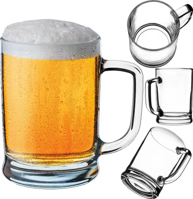 Produktbild von KADAX Bierkrüge 0,5 Liter, 1er Set, Biergläser mit Henkel, großer Bierkrug aus dickwandigem Glas, Bierglas im klassischen Design, stabiler Glaskrug für Bier