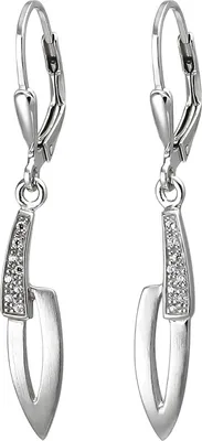Produktbild von JOBO Ohrhänger 925 Silber matt 16 Zirkonia Ohrringe Boutons Silberohrringe