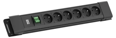Zdjęcie produktu dla BACHMANN CONNECTUS 6xUTE, 1xswitch 2.0m CEE7/7 Czarny