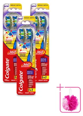 Produktbild von 3 x Colgate 360° Advanced Tandenborstel - Medium - Sparpackung - 3 Stücke
