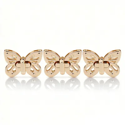 3er-Set Schmetterlings-Drehverschlüsse für Handtaschen, Metall