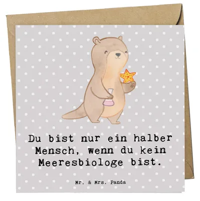 Produktbild von Mr. & Mrs. Panda Grußkarte Meeresbiologe Herz - Grau Pastell - Geschenk, Meeresforscher, Studium, Klappkarte, Lustig, faltkarte, Spruch, anlasskarte, Glückwunschkarte