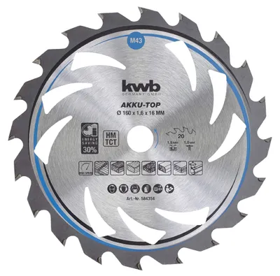 Produktbild von kwb Kreissägeblatt 160 x 16 mm, leichtgängig, speziell für Akkumaschinen, Sägebl