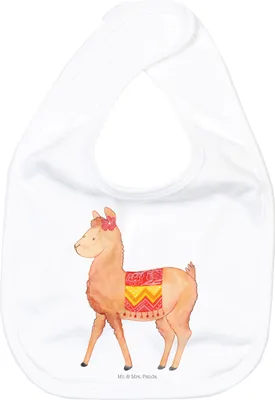 Produktbild von Mr. & Mrs. Panda Stofflätzchen Alpaka Stolz - Weiß - Geschenk, Schlabberlatz, Babylätzchen, Sabber Lätzchen, Für Babys, Sabberlätzchen, Lama