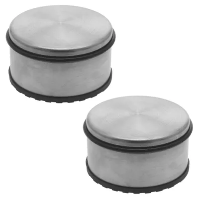 Produktbild von 2er Set Türstopper Edelstahl Türpuffer Massiv 1,1 kg Boden Puffer Bodentürpuffer Gummipuffer Rutschfest Tür Stopper Gummiert