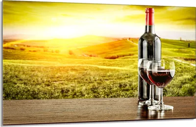 Produktbild von Herdabdeckplatte 80x52cm 1-teilig Glaskeramikkochfeld-Abdeckung Spritzschutz, Wein Landschaft