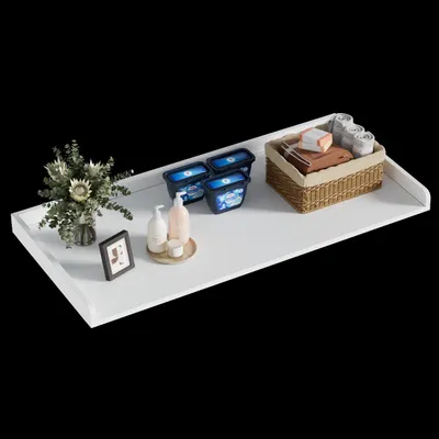 Produktbild von Arbeitsplatte für Waschmaschine & Trockner – Aufsatzplatte 122×60×7 cm mit Erhöhten Kanten, Weiß, Praktische Ablage & Schutz