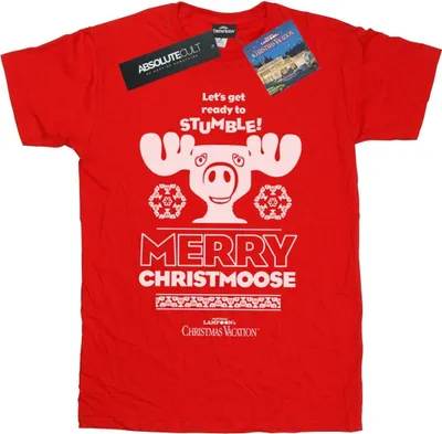 Imagen del producto de Camiseta para hombre de "National Lampoon's Christmas Vacation" con el diseño "Merry Christmoose" (BI43955) (Talla L) (Rojo)