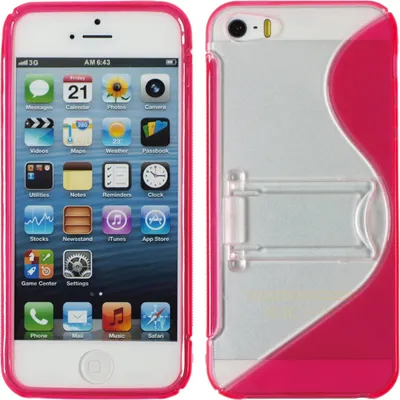 Produktbild von PhoneNatic Case kompatibel mit Apple iPhone 5 / 5s / SE - pink Silikon Hülle Aufstellbar + 2 Schutzfolien
