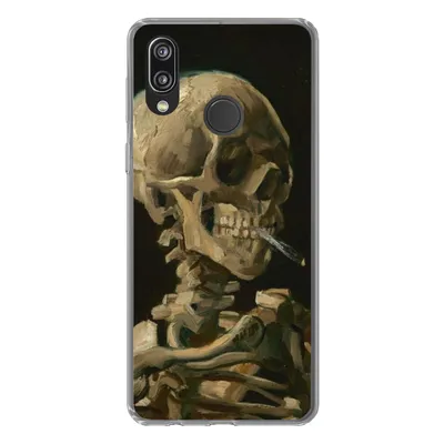Produktbild von MuchoWow® Handyhülle Schutzhülle Hülle für Huawei P20 Lite (2020) Skelettkopf mit brennender Zigarette - Vincent van Gogh Silikon Softcase Handy Hülle - Kartenhalter