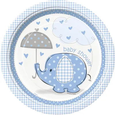 Produktbild von 8 Pappteller Elefant Blau 23 cm - Einheitsgröße
