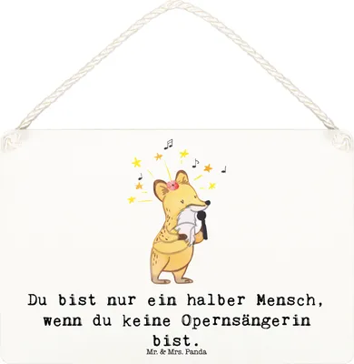 Produktbild von Mr. & Mrs. Panda wandtafel Opernsängerin Herz DIN A6 - Weiß - Geschenk, Türschild, Schild, kleine aufmerksamkeit, Holzschild, holzbild