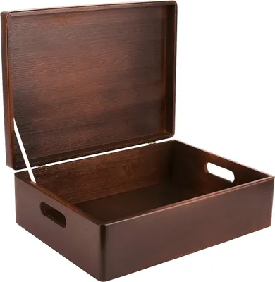 Produktbild von Creative Deco Braune Große Holzkiste Aufbewahrungsbox |  40 x 30 x 14 cm (+/- 1 cm)  | Ohne Griffe | mit Deckel | Truhe zum Dekorieren | Perfekt für Dokumente, Wertsachen, Spielzeug und Werkzeuge